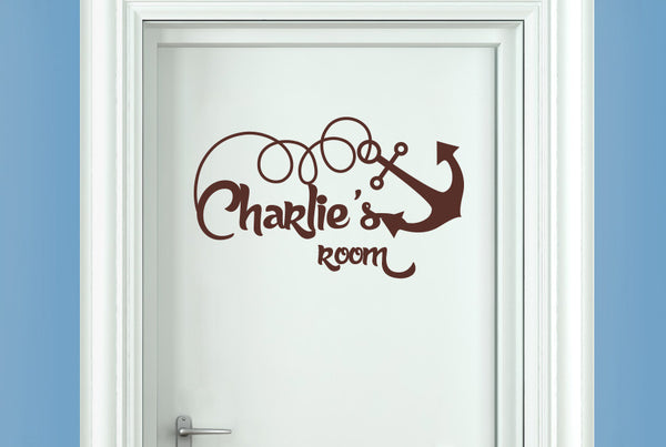 Personalised Ship Anchor Kids Door Room Sticker