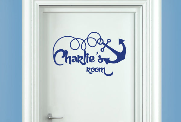 Personalised Ship Anchor Kids Door Room Sticker