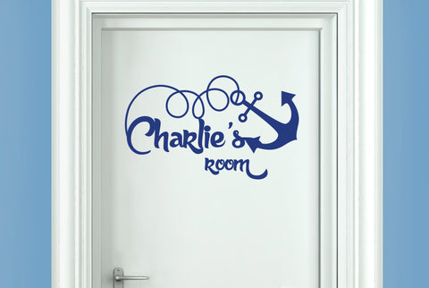 Personalised Ship Anchor Kids Door Room Sticker