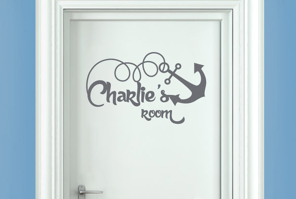 Personalised Ship Anchor Kids Door Room Sticker