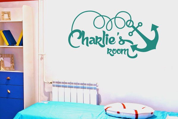 Personalised Ship Anchor Kids Room Sign Wall Sticker