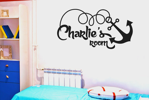 Personalised Ship Anchor Kids Room Sign Wall Sticker