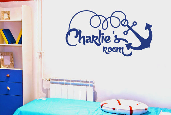 Personalised Ship Anchor Kids Room Sign Wall Sticker