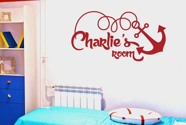 Personalised Ship Anchor Kids Room Sign Wall Sticker
