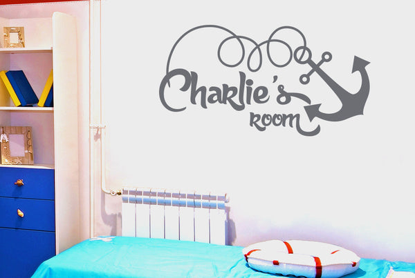 Personalised Ship Anchor Kids Room Sign Wall Sticker