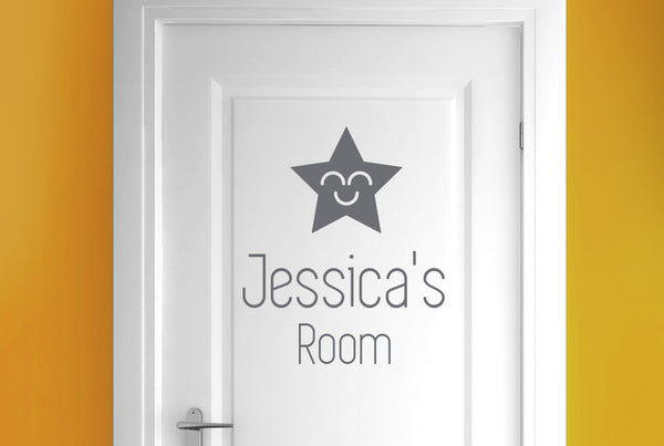 Personalised Smiling Star Door Room Sticker