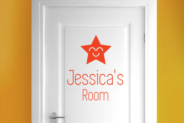 Personalised Smiling Star Door Room Sticker