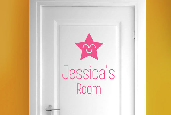 Personalised Smiling Star Door Room Sticker