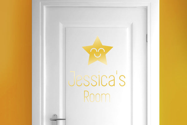 Personalised Smiling Star Door Room Sticker