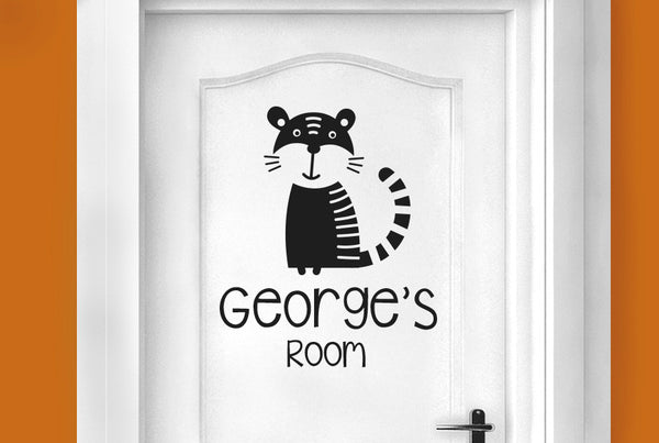 Personalised Tiger Kids Door Room Sticker