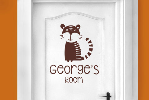 Personalised Tiger Kids Door Room Sticker