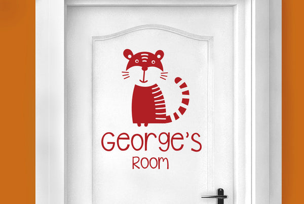 Personalised Tiger Kids Door Room Sticker