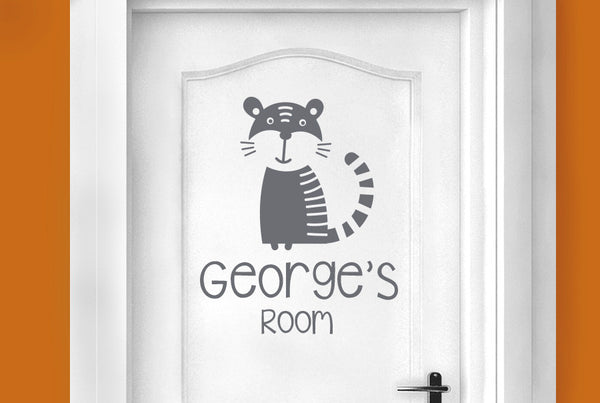 Personalised Tiger Kids Door Room Sticker