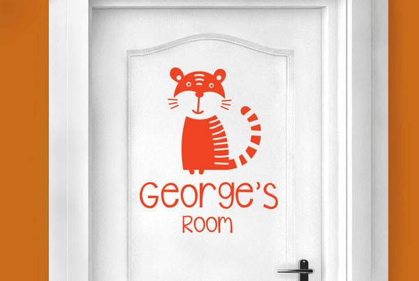 Personalised Tiger Kids Door Room Sticker