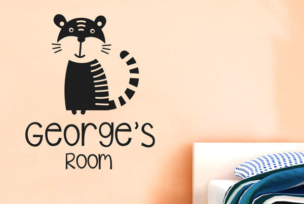 Personalised Tiger Kids Room Sign Wall Sticker