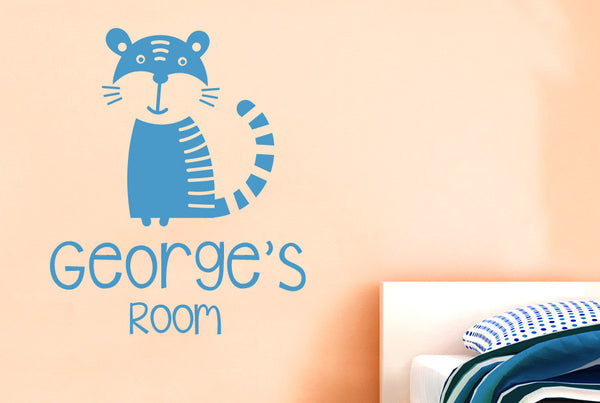 Personalised Tiger Kids Room Sign Wall Sticker