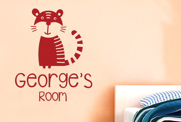 Personalised Tiger Kids Room Sign Wall Sticker