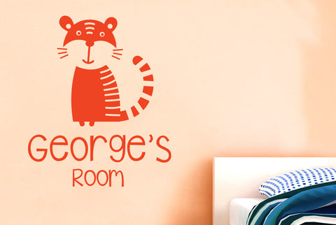 Personalised Tiger Kids Room Sign Wall Sticker