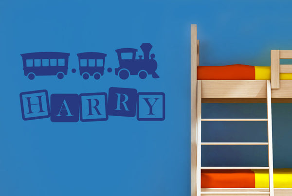 Personalised Toy Train & Blocks Kids Room Sign Wall Sticker