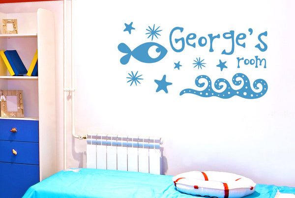 Personalised Under The Sea Kids Room Sign Wall Sticker