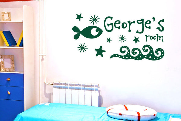 Personalised Under The Sea Kids Room Sign Wall Sticker
