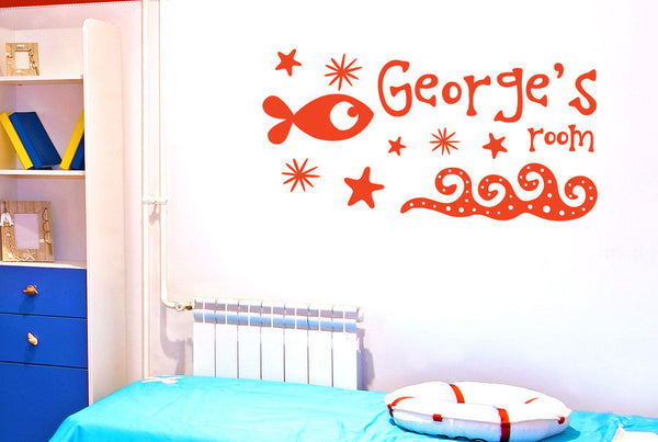 Personalised Under The Sea Kids Room Sign Wall Sticker