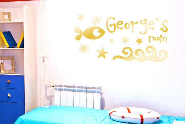 Personalised Under The Sea Kids Room Sign Wall Sticker
