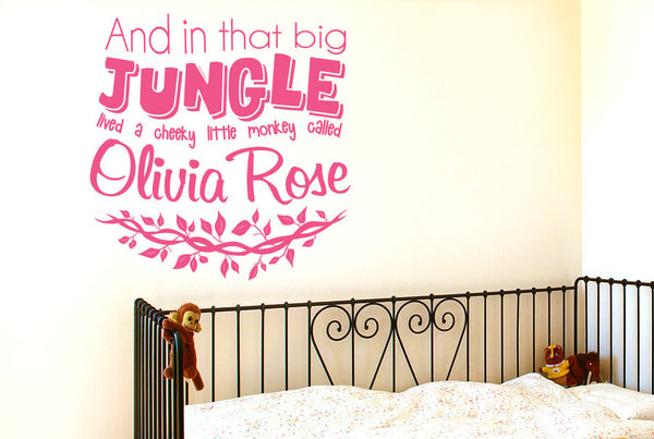 Personalised In That Big Jungle Lived A Cheeky Little Monkey Called Wall Sticker