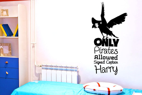 Personalised Only Pirates Allowed Signed Captain Wall Sticker