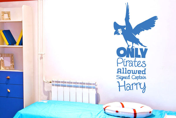 Personalised Only Pirates Allowed Signed Captain Wall Sticker