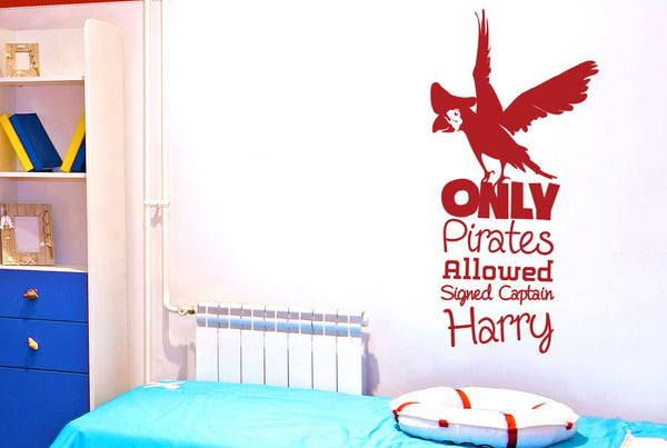 Personalised Only Pirates Allowed Signed Captain Wall Sticker