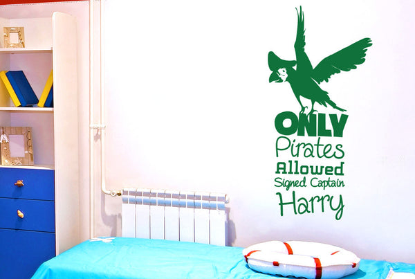 Personalised Only Pirates Allowed Signed Captain Wall Sticker