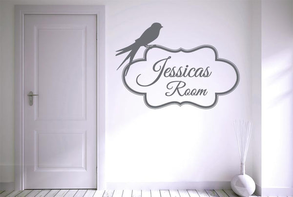 Personalised Bird Perching On Frame Sign Wall Sticker