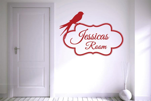 Personalised Bird Perching On Frame Sign Wall Sticker