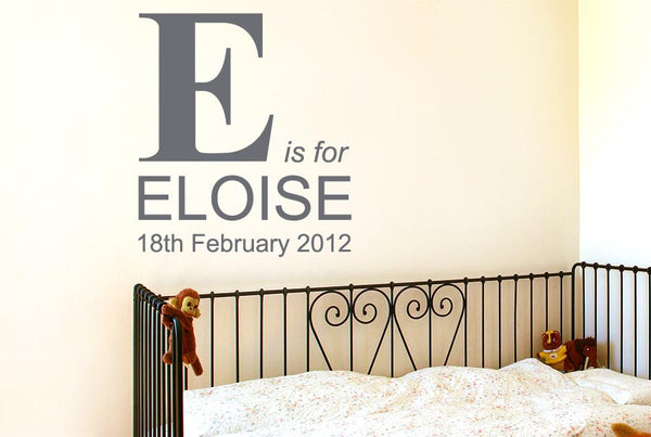 Personalised Large Capital Letter With Name Wall Sticker