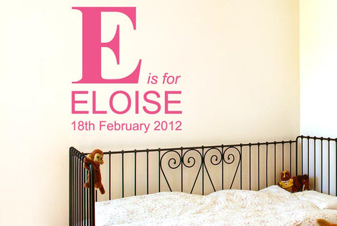 Personalised Large Capital Letter With Name Wall Sticker