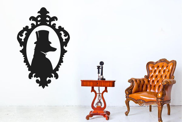 Posh Dog Profile In Ornate Frame Wall Sticker