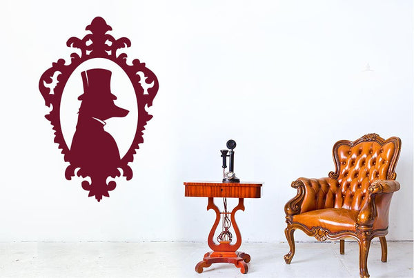 Posh Dog Profile In Ornate Frame Wall Sticker