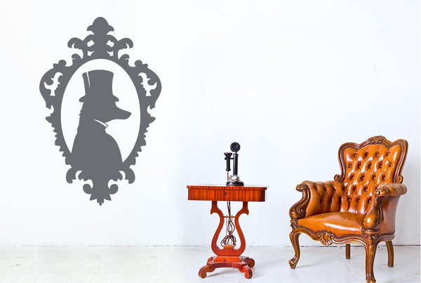 Posh Dog Profile In Ornate Frame Wall Sticker