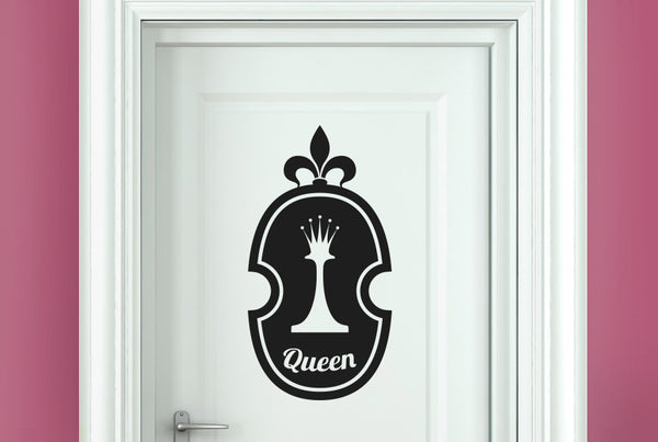 Queen Chess Piece In Shield Door Room Sticker