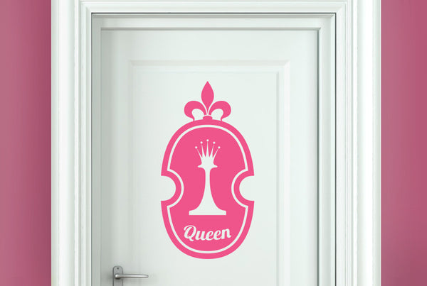 Queen Chess Piece In Shield Door Room Sticker