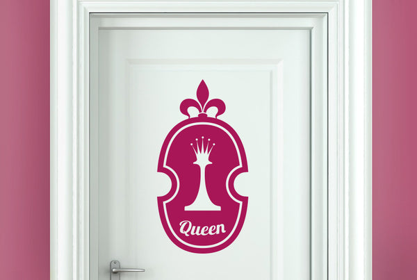 Queen Chess Piece In Shield Door Room Sticker