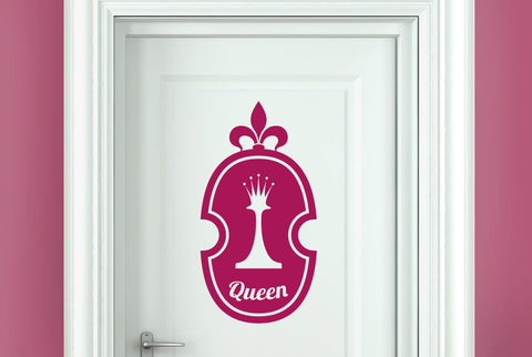 Queen Chess Piece In Shield Door Room Sticker