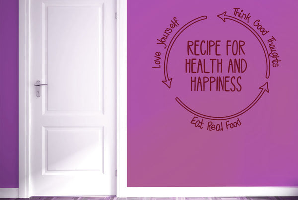 Recipe For Health And Happiness Wall Sticker