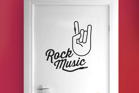 Rock Music Hand Door Room Sticker