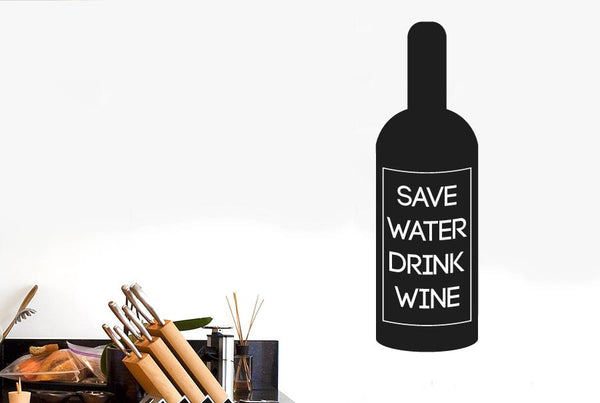 Save Water Drink Wine Bottle Label Wall Sticker