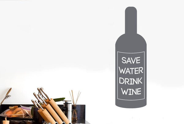 Save Water Drink Wine Bottle Label Wall Sticker