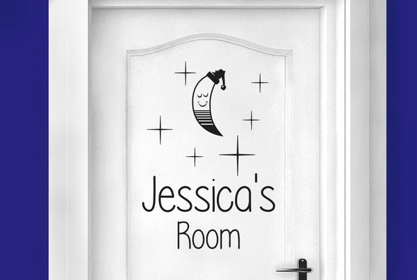Personalised Sleeping Moon Door Room Sticker