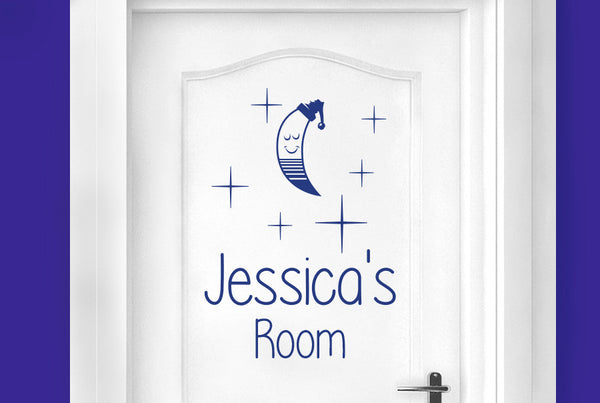 Personalised Sleeping Moon Door Room Sticker