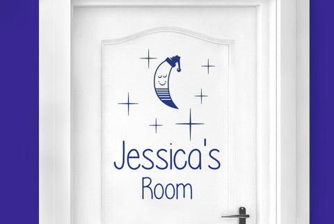 Personalised Sleeping Moon Door Room Sticker